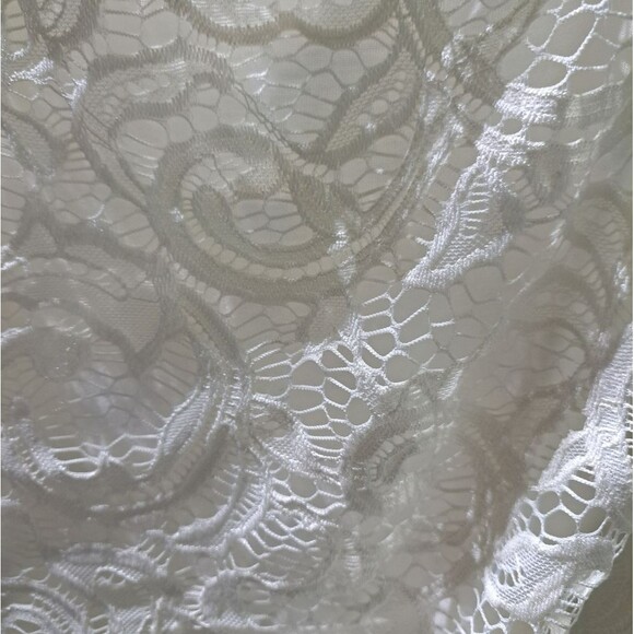 Valerie Stevens white lace top with solid cotton long sleeves womens size small - Picture 4 of 6